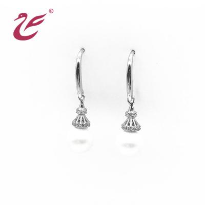 China Wholesale custom FASHIONABLE 925 Sterling Silver Zircon Earring can with pearl accessories for diy hook dangle earrings making for sale