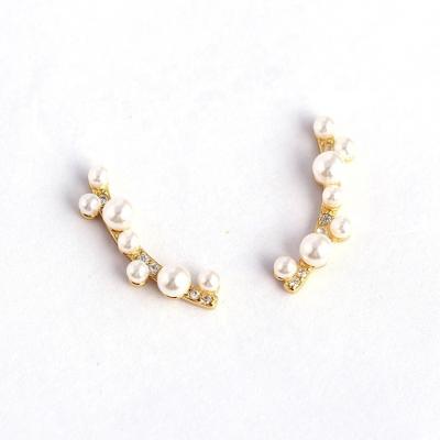 China hooks vintage shell wedding earring 2021 Korean fashion yellow gold plated 925 sterling silver beaded zircon circle stud earrings EC92502 for sale