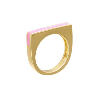 China New Trendy Wholesale Popular Square Ring Fashion DIY Enamel Oil Drip Geometric Colorful Drip Open Jewelry Rectangle Pink Rings for sale