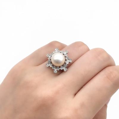 China Latest Fashion TRENDY Women's Snowflake Ring Mounting 925 Sterling Silver Jewelry Accessory For Pearl Ring Making for sale