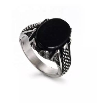 China Fashion Trendy Turkish Black Gemstone 925 Sterling Silver Antique Jewelry Men's Rings 2021 For Wedding for sale