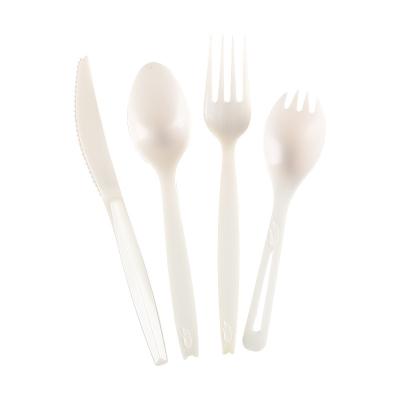 China Sustainable Biodegradable Cornstarch Cutlery Fork Disposable Cutlery Set Disposable Spoon Cutlery for sale