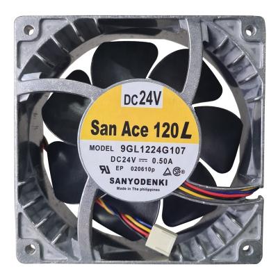 China Long Life 12038 DC24V 0.50A Aluminum Frame Fan 9GL1224G106/107 12cm Large Air Volume And DC Heat Dissipation Fan With Large Air Volume for sale