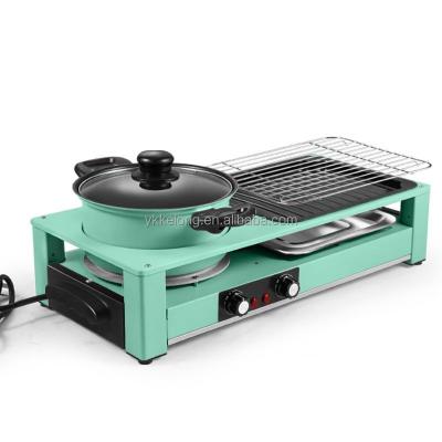 China Household Multi-Function Non-Smoking Hot Pot Electric Barbecue Grill With Hot Pot for sale