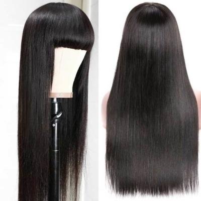 China Indian Raw Original Super Straight Hair Straight Wigs Good Quality,Glue Free Breathable Wigs With Bangs Super Affordable For Women for sale