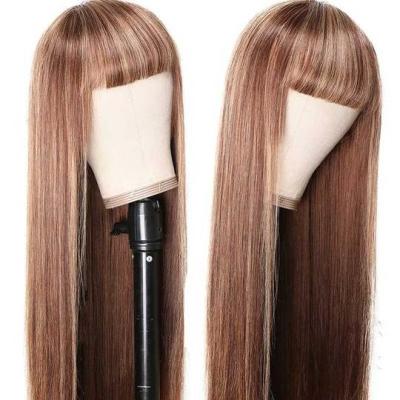 China Blonde Virgin Hair Mix Color Glueless Wig Malaysian/Russian Straight Silk Feeling Human Wigs New Arrival Straight With Bang For Women for sale