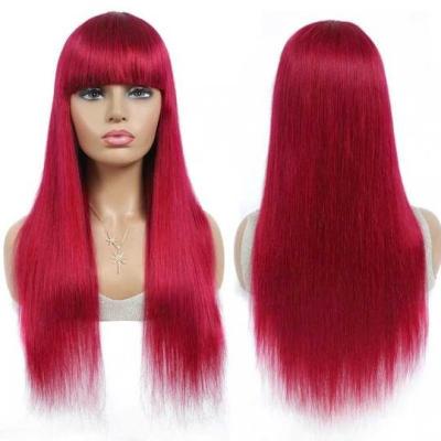 China Wholesale 10-32 Inch Straight Stick Free Hair Wigs, Long Burgundy Straight/Non-Lace Body Wave Wig With High Bang Density for sale