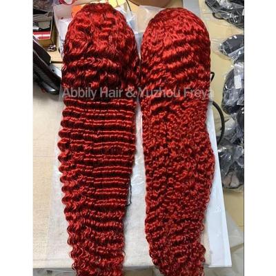 China 99j Red Body Wave 180%250% Wig 13*4 360 HD Straight/Curly/Full Bob HD Lace Front Wig Brazilian Raw Virgin Hair Wigs For Women for sale