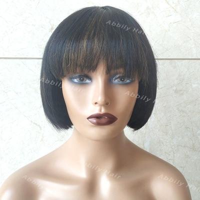 China Body Wave Abbily Glueless Cheap Short Bob Human Hair Wig Machine Made Raw Indian Virgin Hair 613 Blonde Pixie Cut Bob Wig For Women for sale