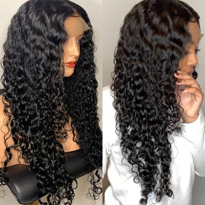 China Seller Wholesale180% 250% Density Deep Wave 13x4 Water Wave Lace Front Human Hair Wigs Raw Brazilian Virgin 360 Lace Front Wigs For Black Women for sale