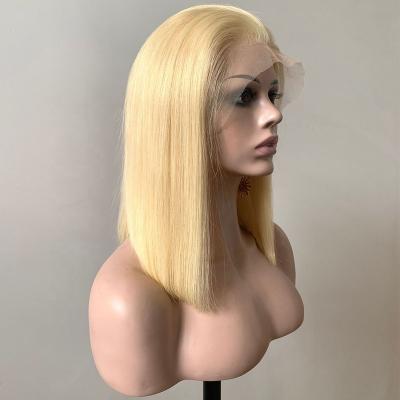 China Cheap Water Wave 613 Inch HD 13x4 Transparent Bob Wig 8-15 Honey Blonde Indian Raw Virgin Hair Lace Front Human Hair Wigs For Black Women for sale