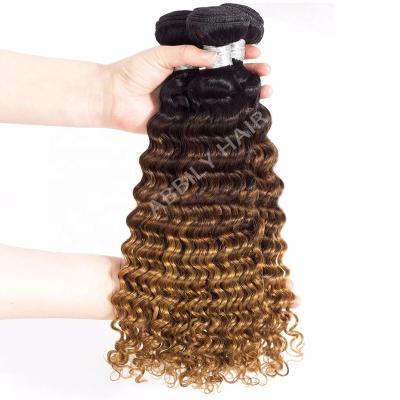 China Wholesale Curly 12A Water Wave Ombre Blonde Double Drawn Cuticle Aligned Raw Remy Human Hair Extension Brazilian Virgin Hair Bundles for sale