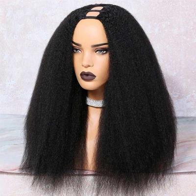 China Hot Selling Yaki High Quality Yaki Hair Wig Vendor U Brazilian Peruvian Curly Straight Glue Part Less Brazilian Hair Wigs for sale