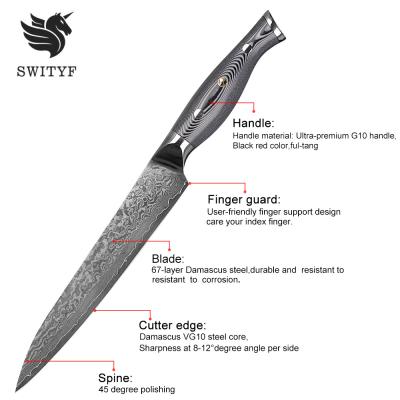 China Sustainable VG10 Ultra Sharp Premium Damascus Carving Slicing Knife for sale