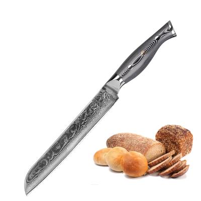 China Damascus VG10 Kitchen Messer Essential 20cm Serrated Bread Knife for sale