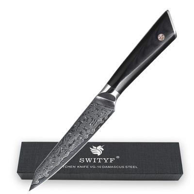 China Japan VG10 Viable Steel Black Vegetable Fixed Blade Damascus Serving Knife for sale