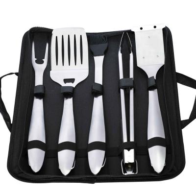 China YiHai 5Pcs Easily Cleaned Grill Tool Kit, Stainless Steel BBQ Tool Kit with Case Portable BBQ Utensils Tool Kit with Case for Outdoor BBQ for sale