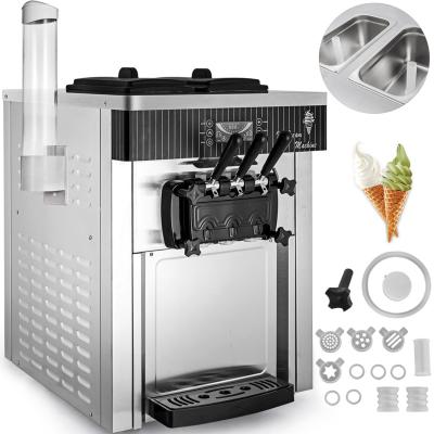 China Snack Factory Commercial Ice Cream Machine 20-28L/H Soft Serve with LED Display Auto Clean 3 Flavors Perfect for Restaurants Snack Bar, 2200W for sale