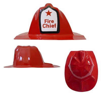 China Child Size Red Plastic Fire Chief Hat Halloween Party Plasticfireman Helmet Hat for sale