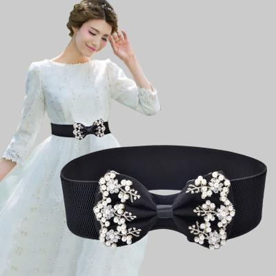 China ALLOY 2022new summerLatest design elastic ladies vintage dress fashion stretch waistband retro ladies wide waistband high waistband for sale