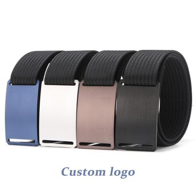 China Outdoor Simple Waist Men's Nylon Metal Webbing Custom Webbing Cotton Stain Buckle Woven Belt for sale