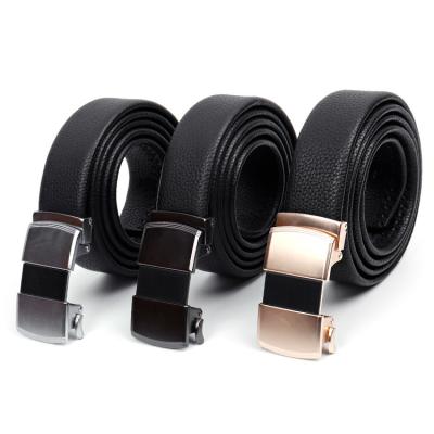 China Custom Logo Quality Men Belt Ratchet Cowhide Automatic Buckle Genuine Leather Belt For Men for sale