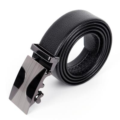 China Hot Selling Luxury PVC Men's Designer Flat Automatic Brand Black Metal Buckle Belt for sale