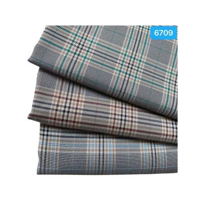 China Strength and durability factory supply durable and high standard organic yarn dyed TR fabric Spandex and polyester woven fabric for sale