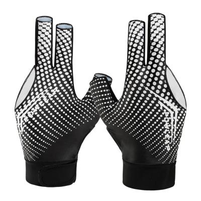 China Custom High Elasticity Tear-Resistant Three 3 Fingers Flexible Pool Snooker Gloves Men Women Pool Cue Gloves Wedge Accessories In Stock for sale