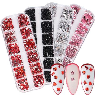 China Easy Apply Wholesale Nail Art Decoration 3D Rhinestone Crystal Glass Nail Decals from Qianya for sale