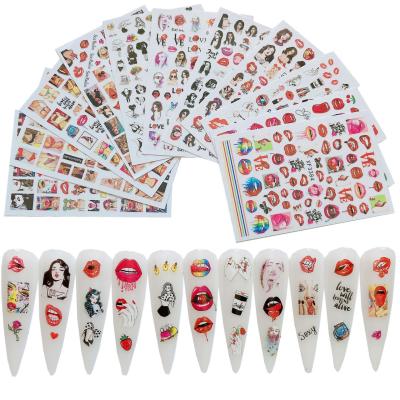 China Easy Apply Lips Design Self Adhesive Nail Art Decoration Nail Decals Stickers Nail Art Stickers Valentine's Day for sale