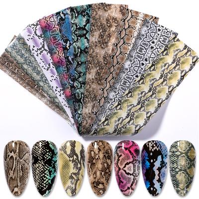 China Easy Apply Qianya 10 Pcs Colorful Snake Nail Foil Sticker Set Serpentine Transfer Foil Nail Accessories Leopard Print Sliders Adhesive for sale