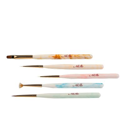 China 2021 New Arrival Qianya Wooden Art Nail Brush Nail Art Brush Marble Color Professional Wooden French Nail Brush for sale