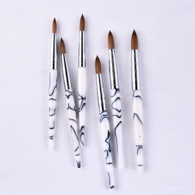 China Kolinsky Hair Qianya Nail Salon Tool 100% Pure Sand Metal Handle Nail Brushes Marble Nail Art Pen Brush Kolinsky Acrylic Brushes for sale