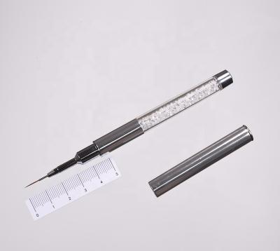 China Professional Nail Art Qianya High Quality Crystal Handle Long Thin Custom Length Nail Art Liner Brush OEM Stretching Pin Nail Liner Brush for sale