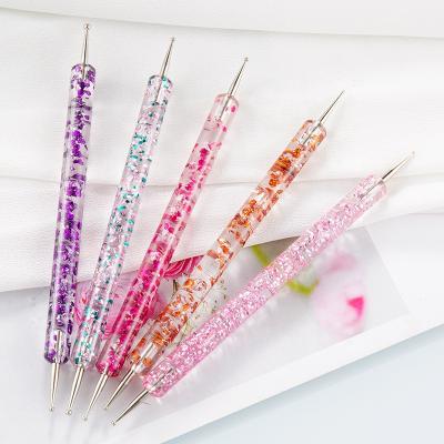 China Nail Art 5Pcs/Set Professional UV Nail Art Dotting Pen Acrylic Crystal Gel Painting Handle 2 Way Brush Salon Decoration Manicure Nail Art Drawing Pen for sale