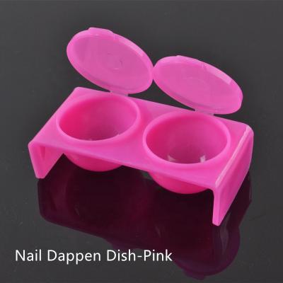 China Double Hole With Lid 1pcs Practical Twin Hole Nail Art Acrylic Bowl Cup Double Dish Nail Dappen Brush Wash Plastic Cup for sale