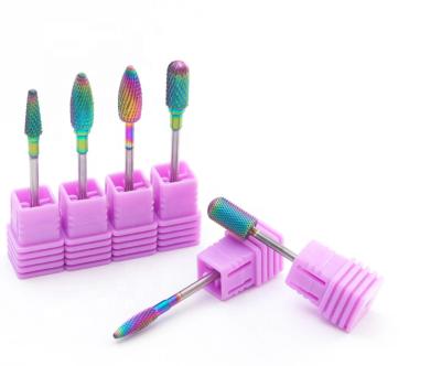 China High Quality Stainless Steel Rainbow Nail Drill Bit Tungsten Carbide Nail Drill Bit Polish Tools Qianya For Electric Nail Drill Machine for sale