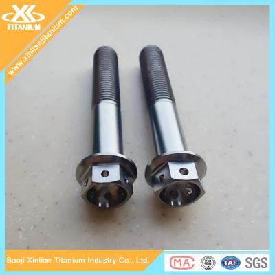 China Half thread Gr5 titanium hex flange bolts with holes for sale