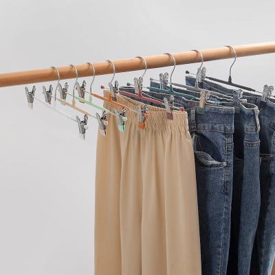 China Flexible Newly Designed Practical Pants Hangers Clips Household Non-Slip Seamless Pants Rack Portable Clothes Hanger for sale