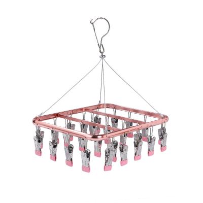 China Flexible Factory Supply Closet Hanger Stainless Steel Space Hanger For Wardrobe Pink Hanger Storage for sale