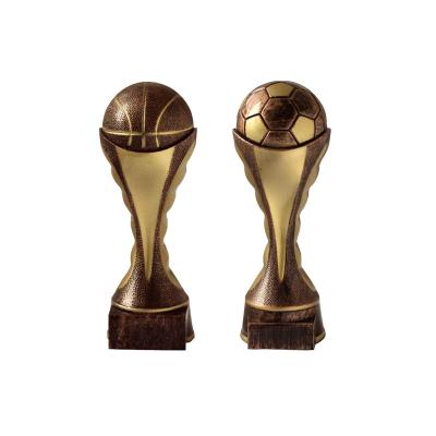 China Plastic Antique Bronze Sports And Games Soccer Football Basketball Resin Customized Trophy Awards Made In China for sale