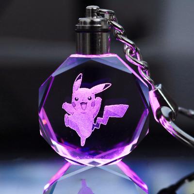 China Wholesale Europe Led Pokemon Key Chain Business Gift With Gift Box Custom 3d Laser Engraving Cartoon Fairy Crystal Keychain for sale