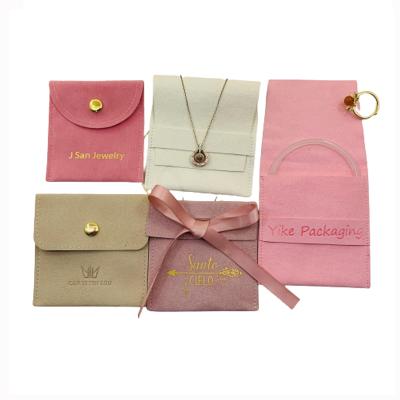 China Jewelry Pouch Packaging Custom Logo Multifunction Velvet Microfiber Jewelry Bag Jewelry Packaging Pouch Printed Suede Envelope Pink Bags for sale