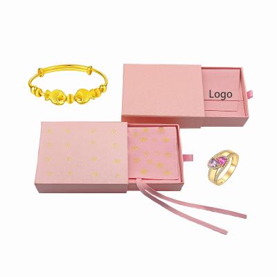 China Luxury Jewelry Packaging Gift Box With Pouch 2022 Custom Jewelry Box Personalized Logo Packaging Drawer Cardboard Box With Microfiber Jewelry Pouch for sale