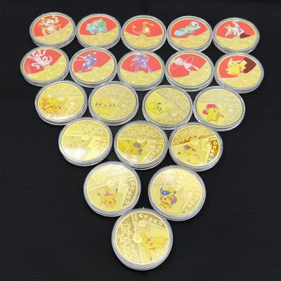 China Global Colorful Pikachu Pocket Animals Gold Pokemon Coins Collectable Japanese Anime Challenge Coins For Collection for sale