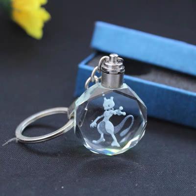 China Wholesale Europe Crystal LED Light Pokemon Ball Key Chain 3D Laser Pokemon For Kids Birthday Gifts for sale