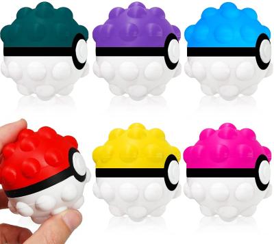 China 2022 Hot Selling Amazon Silicone Soft Toy Pokemon Colorful Trigger 3D Ball Stir Toy Portable Anti Stress Sensory Restless Person Toy for sale