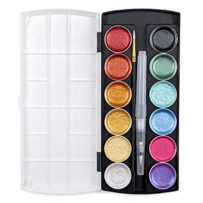 China Hot Selling Metallic Colors Amazon 12 Colors Watercolor Paint Set for sale