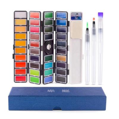 China 18 38 58 Colors Vibrant Moving Watercolor Paint Set With Three Waters Brush Parks 3mL for sale